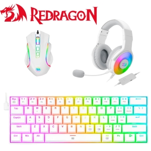Combo Redragon Teclado + Mouse + Audifonos K630RGBW + M607W + H350RGB-1-W English RED SWITCH / Redragon
