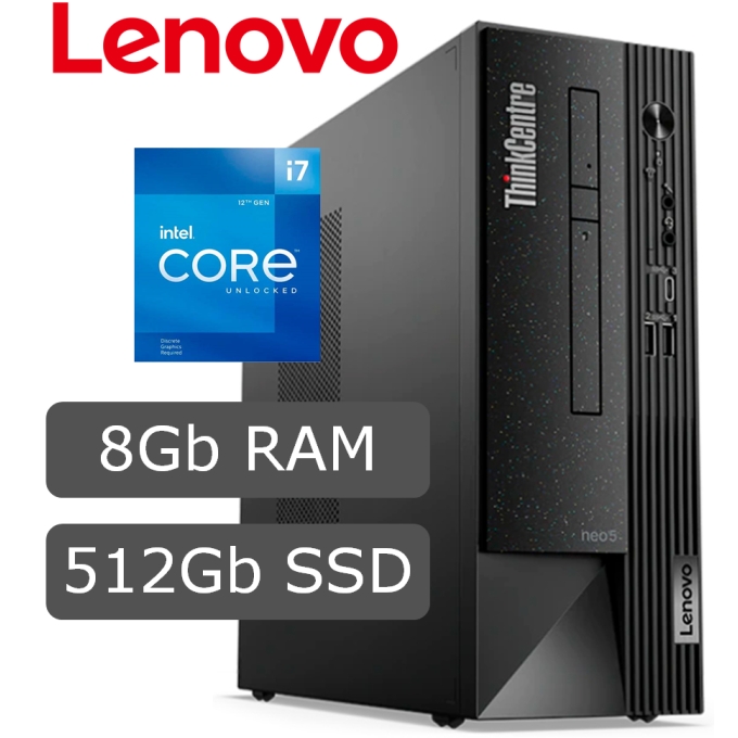Computadora Lenovo ThinkCentre neo 50s, i7-12, Memoria 8Gb RAM, Disco Solido 
512Gb SSD, Video Integrado Intel UHD Graphics, Sin sistema operativo / LENOVO