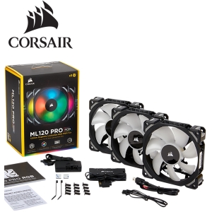 Cooler Fan Corsair ML120 Pro RGB Led, 12 cm, 1600 RPM, 13.2 VDC, 4 pines, PWM Control - ventilador / CORSAIR