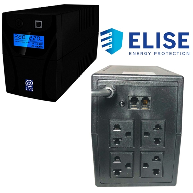 Fuente de Alimentacion Elise UPS Interactivo  @Fase, AUR-650-LCD-USB, 650VA / 360W, Puerto inteligente USB-HID. / ELISE