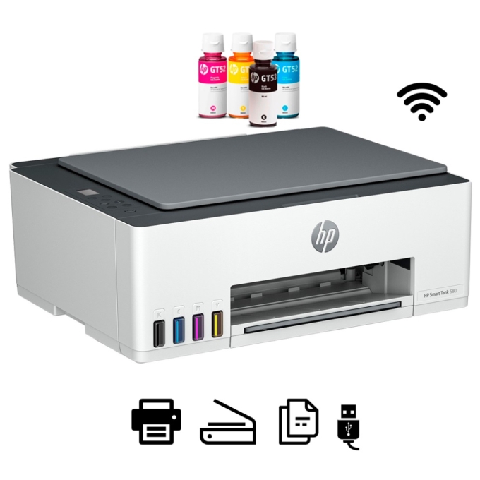 Impresora Multifuncional HP Smart Tank 580 Sistema Tinta continua Wifi / HP