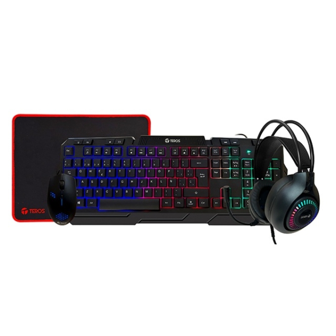 Combo Teclado Multimedia, Mouse, Headset, Mouse Pad - Teros TE-4063N / TEROS