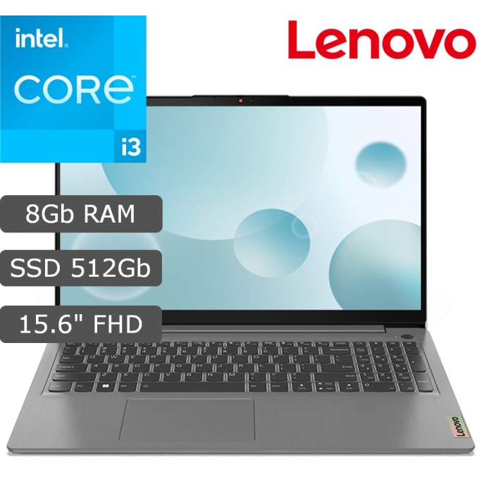 Laptop Lenovo IdeaPad 3 15IAU7, Core i3-1215U 1.2/4.4GHz, Memoria 8Gb DDR4-3200, Disco Solido 512Gb SSD M.2, Pantalla 15.6pulgadas FHD, Sin Sistema Operativo / Lenovo