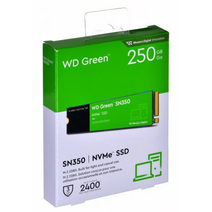 Disco Duro Estado solido Western Digital Green SN350 NVMe, 250GB M.2 2280 interno / Western Digital