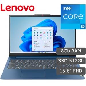 Laptop Lenovo IdeaPad Slim 3 Core i5-12450H 2.0/4.4GHz, Memoria RAM 8Gb LPDDR5-4800, Disco Solido 512Gb SSD M.2 2242 PCIe 4.0x4 NVMe, Pantalla 15.6 FHD, Win11 Home SL