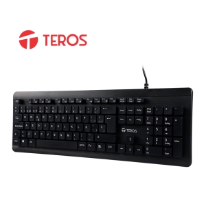 Teclado Teros, TE-4065N, Sellado, Lavable, A prueba de agua, IPX7, USB, Negro