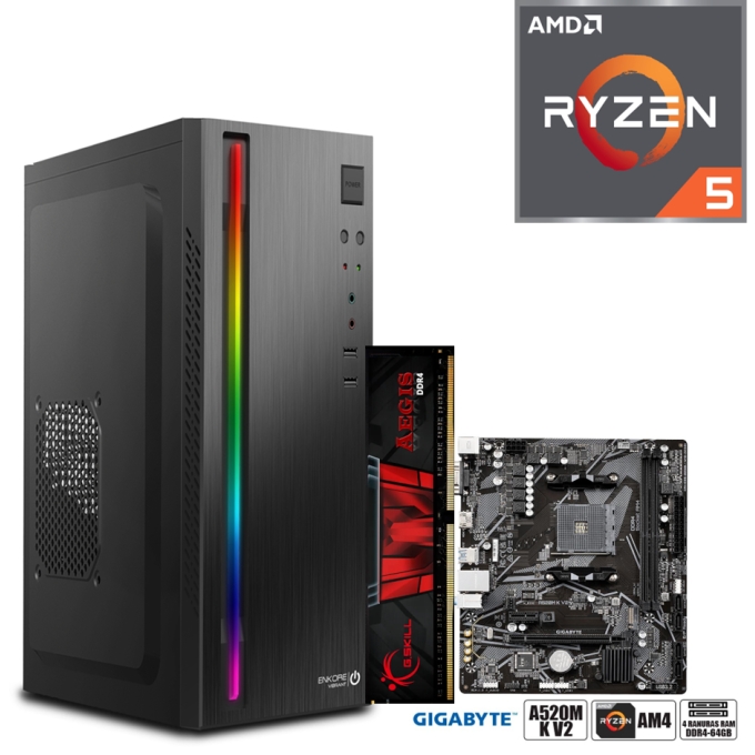 CPU Ensamblado, AMD Ryzen5 4600G, Disco Solido SSD 250Gb M.2, Memoria RAM 8Gb DDR4, CASE 230w, Gamer / RYZEN