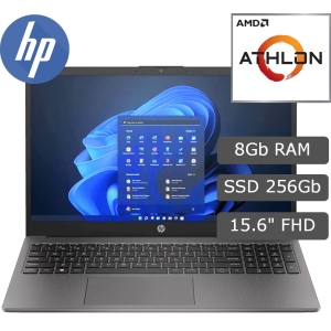 Laptop HP 255 G10, AMD Athlon Silver 2.4/3.5GHz, Memoria RAM 8Gb LPDDR5, Disco Solido 256Gb SSD M.2 PCIe, Pantalla 15.6 LCD LED HD