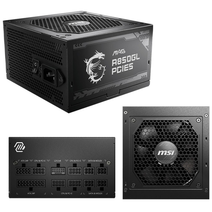 Fuente de Poder MSI MAG A850GL PCIE5, 850W, 80 PLUS Gold, Formato ATX / MSI