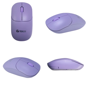 Mouse inalambrico Teros TE1219S, Color Purpura, receptor USB