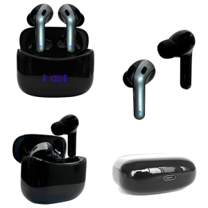Audifonos Teros TE-8074N, Bluetooth, TWS, Negro inalambricos