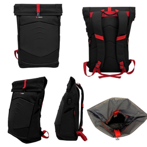 Mochila gamer Teros TE-IDS18588, Poliester, notebook hasta 15.6, negro+rojo.