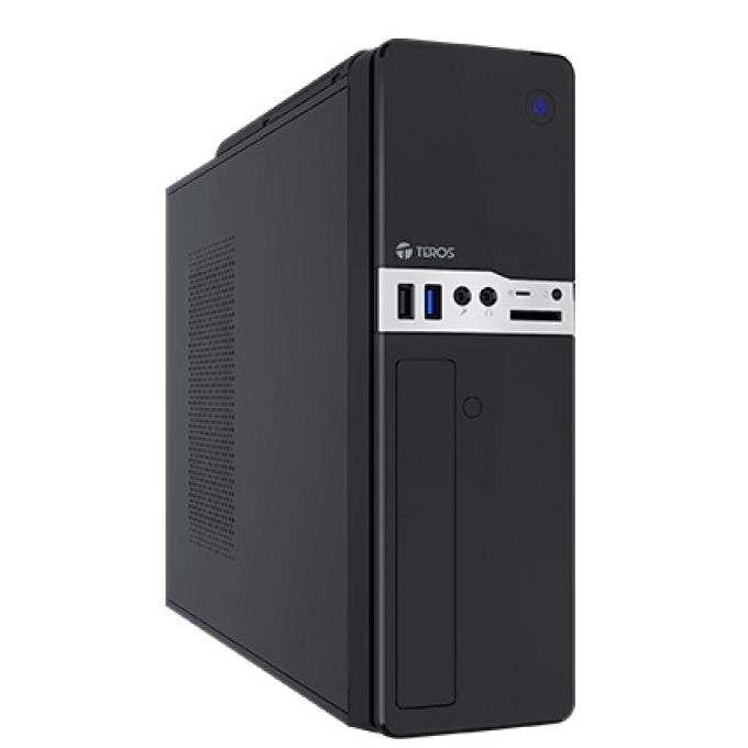 Case TEROS TE-1032S, Slim, 250 W, USB 3.0 / USB 2.0, audio HD, DVD, negro / Teros