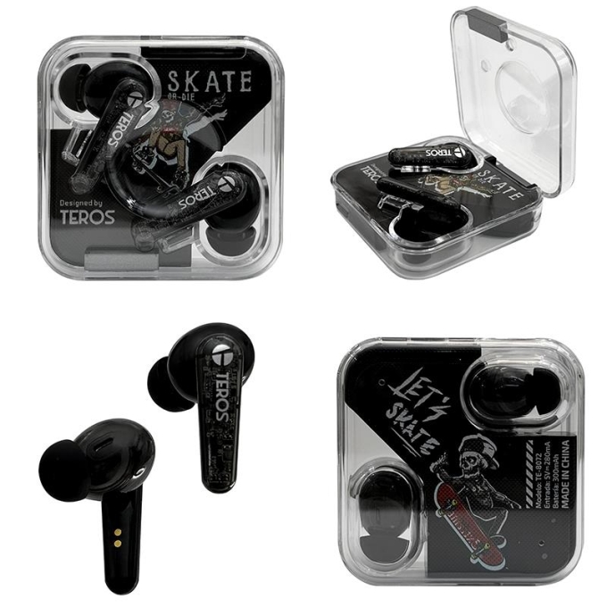 Audifonos TEROS TE-8072N, Bluetooth, TWS, negro / Teros