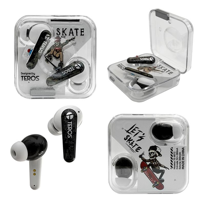 Audifonos TEROS TE-8072W, Bluetooth, TWS, blanco / Teros