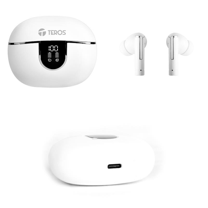 Audifonos TEROS, TE-8075W, Bluetooth, TWS, blanco / Teros