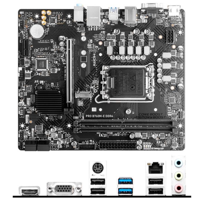 Placa Madre Mainboard Motherboard MSI PRO PRO B760M-E DDR4, Chipset Intel B760, LGA1700, HDMI, VGA, mATX. / MSI