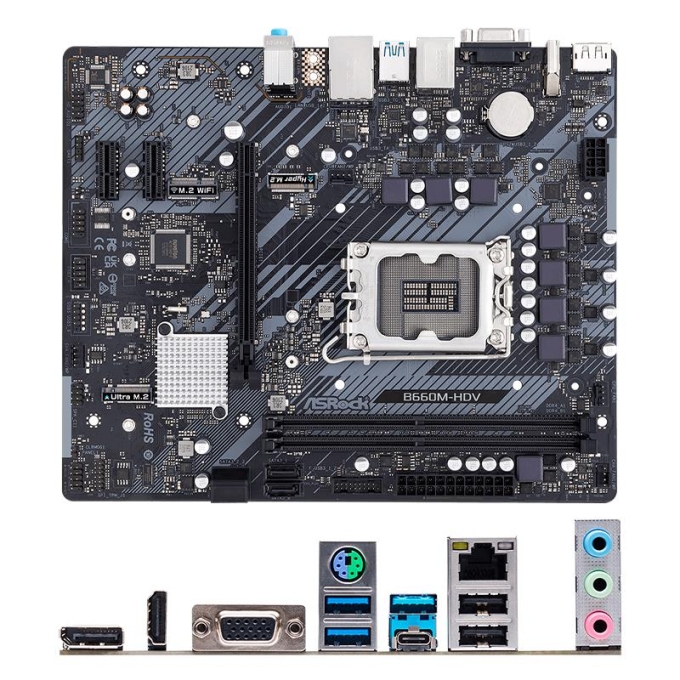 Placa Madre Mainboard Motherboard ASROCK B660M-HDV, Chipset Intel B660, LGA1700, mATX / Asrock