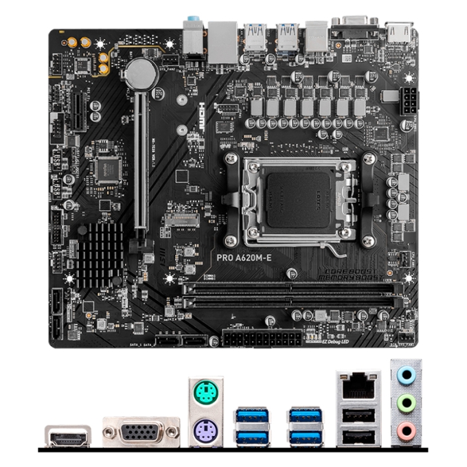 Placa Madre Mainboard Motherboard MSI PRO A620M-E, chipset AMD A620, zocalo AM5, HDMI, VGA, mATX / MSI