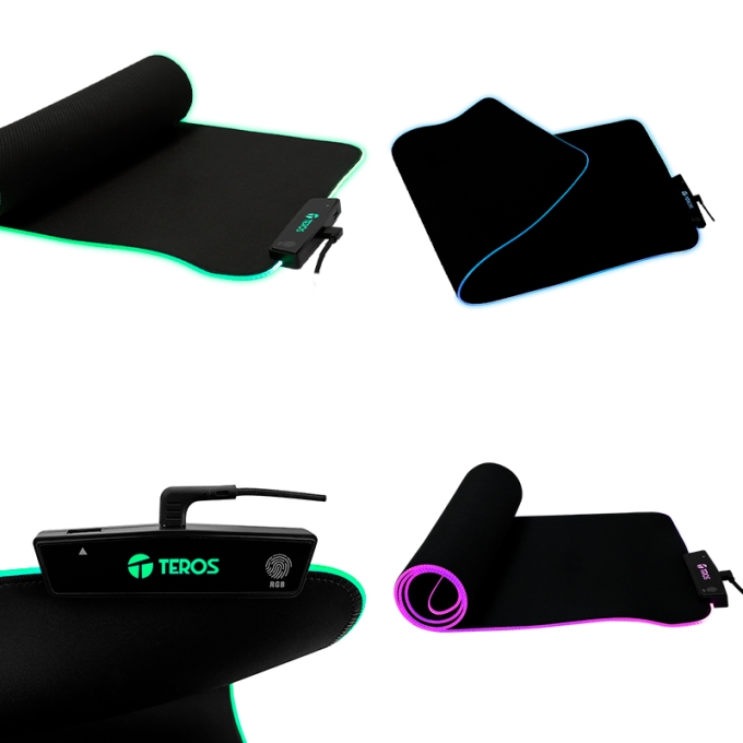 MOUSE PAD GAMER TE3013 BK Alfombrilla de raton gamer TEROS TE-3013G, RGB, USB a tipo C, negra / TEROS