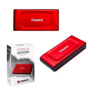 Disco SSD estado solido externa Kingston XS1000, 1TB, USB 3.2 Gen 2 Tipo-C, Color Rojo