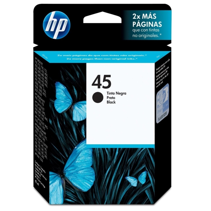 Cartucho De Tinta HP 45 Negro (51645AL) 710/ 860/ 930/ 980/ 1220/ 9300/ OFJ115 / HP