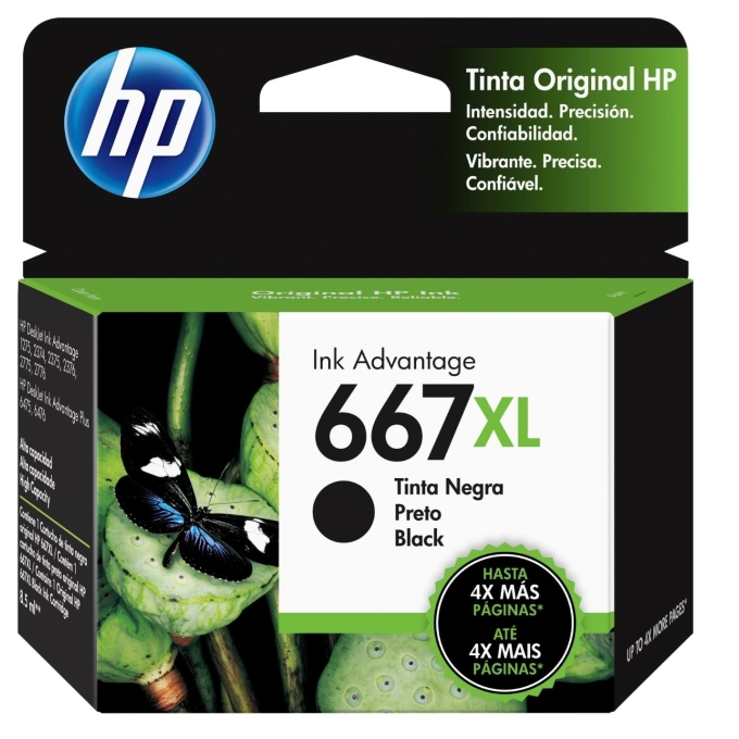 Cartucho De Tinta HP 667XL Black (3YM81AL) 1275/2374/2375/2376/2775/2776 / HP
