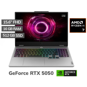 Laptop Lenovo LOQ, AMD Ryzen7 250, Memoria RAM 16Gb, Disco Solido 512Gb SSD, Video NVIDIA RTX 5050 8Gb, Pantalla 15.6, 15AHP10