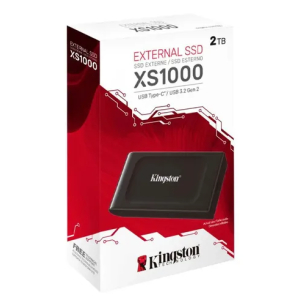 Disco solido Portatil Kingston XS1000 SXS1000/2000G - Externo - 2TB - Negro - Sistema de almacenamiento Dispositivo compatible - USB 3.2 (Gen 2) - 1050MB/s Tasa de transferencia de lectura maxima