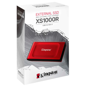Disco solido Portatil Kingston XS1000 - Externo - 2TB - Rojo - Sistema de almacenamiento Dispositivo compatible - USB 3.2 (Gen 2) - 1050MB/s Tasa de transferencia de lectura maxima