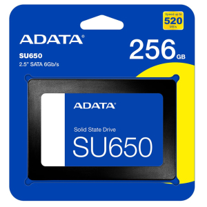 Disco duro solido Adata Ultimate SU650 - 2.5 Interno - 256GB - SATA (SATA/600) - Negro - Computadora de escritorio Dispositivo compatible - 140TB TBW - 520MB/s Tasa de transferencia de lectura maxima
