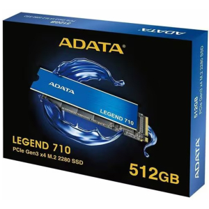Disco duro solido Adata LEGEND 710 ALEG-710-512GCS - M.2 2280 Interno - 512GB - PCI Express NVMe (PCI Express NVMe 3.0 x4) - Computadora de escritorio, Portatil Dispositivo compatible - 130TB TBW - 2400MB/s Tasa de transferencia de lectura maxima - 256-bit AES Estandar de cifrado