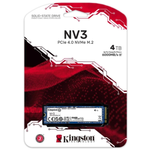 Disco duro solido Kingston NV3 - M.2 2280 Interno - 4TB - PCI Express NVMe (PCI Express NVMe 4.0 x4) - Computadora de escritorio, Portatil Dispositivo compatible - 1280TB TBW - 1 Solamente