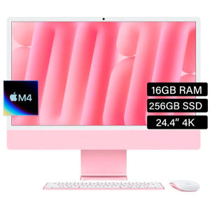 Computador Todo en Uno Apple iMac MWUG3LZ/A, Procesador Apple M4, Memoria RAM 16Gb, Disco Solido 512Gb SSD, Pantalla 24 4.5K 4480 x 2520, Rosa