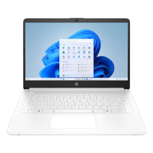Laptop HP 14-DQ6102DS, Intel N150, Memoria RAM 4GB DDR4, Disco Solido 128GB SSD, Pantalla 14 HD 1366x768 Tactil, Win11, Snowflake White