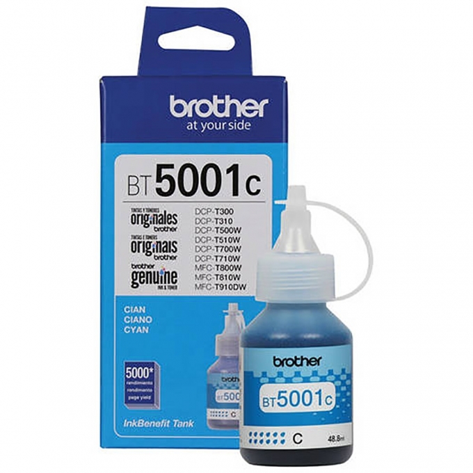 BOTELLA DE TINTA BROTHER BT5001C CYAN - IMPRESORA T310 - T510 - T710 / BROTHER