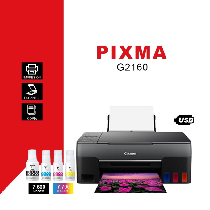Impresora Canon Pixma G2160, multifuncional de tinta continua, USB / CANON