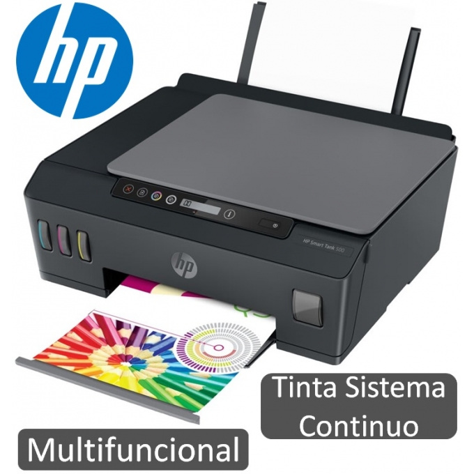 Impresora HP Smart Tank 500, Multifuncional, Sistema Tinta continua, USB, Negro, 4SR29A / HP